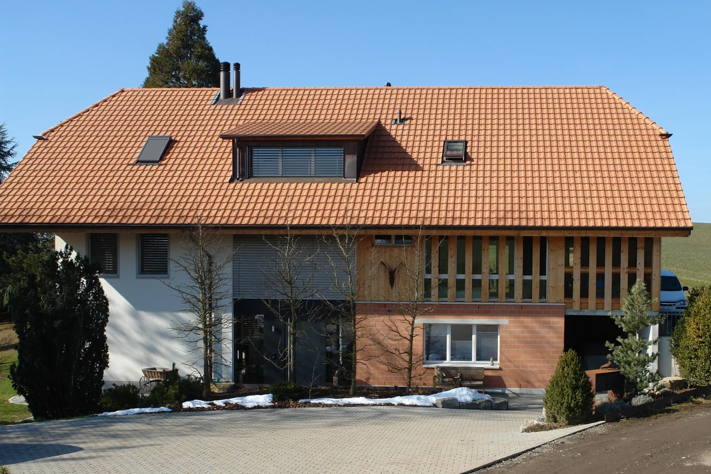 Neubau Hybridbau Holz-Mauerwerk